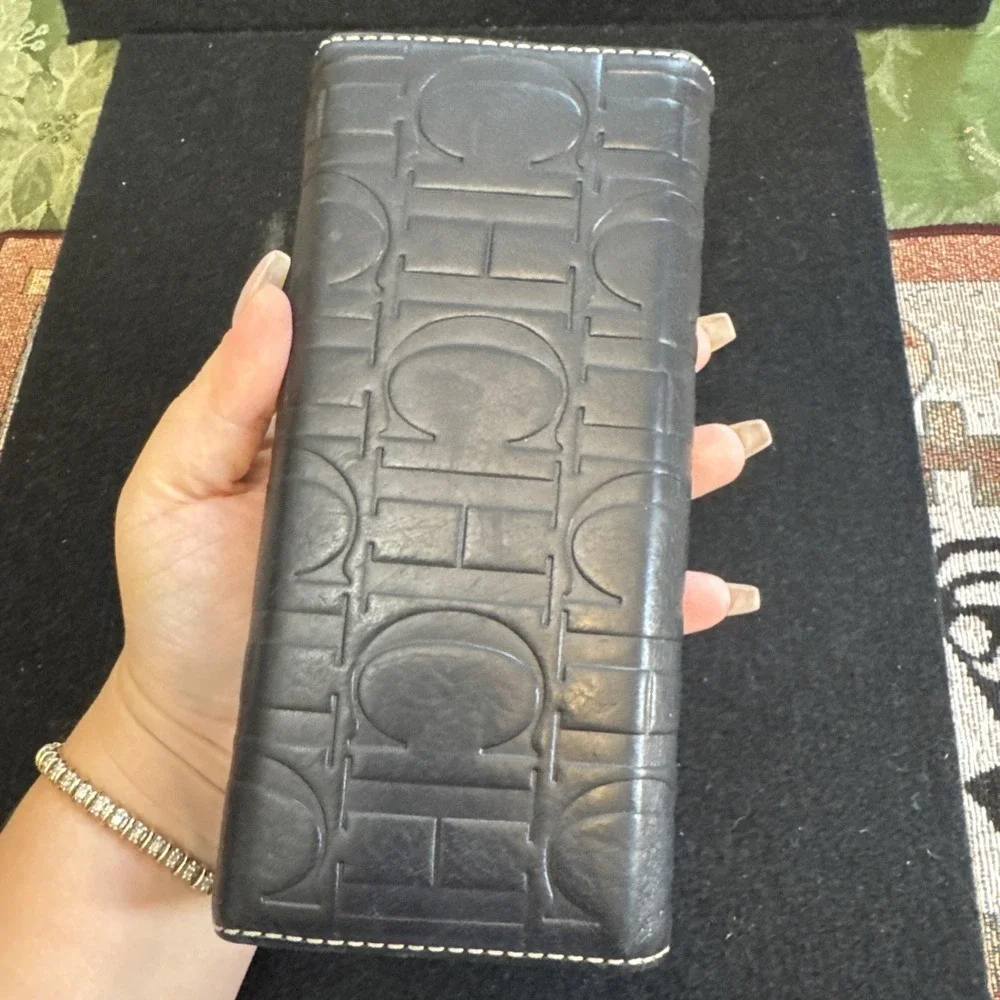 CH Carolina Herrera Leather Trifold  Wallet with Removable Coin Purse Continenta